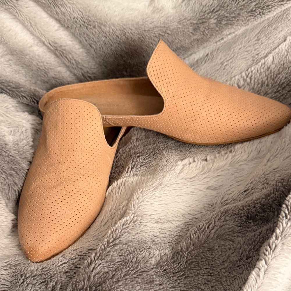 MTNG - Tan Perforated Suede Mules Size 41 Made in Spain